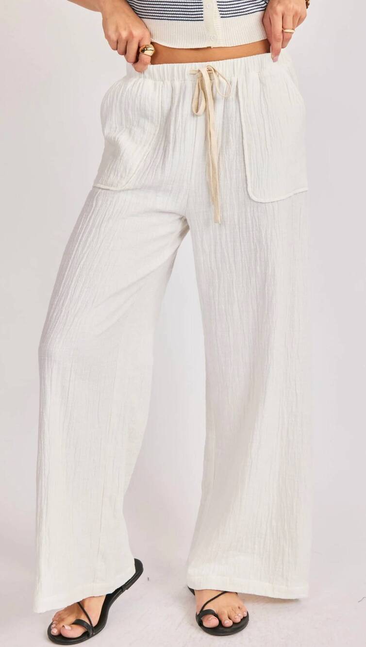 NEW SADIE & SAGE lilah wide leg pants in white